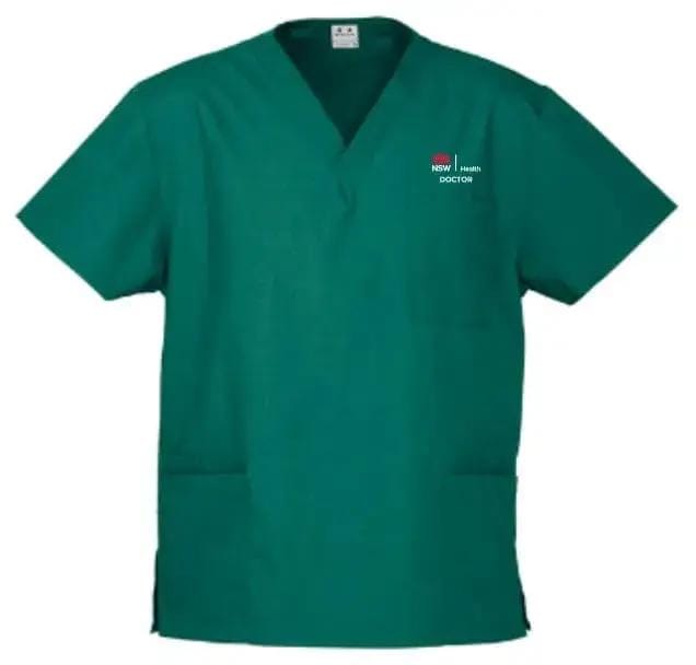 NSW Health Doctor UNISEX Hunter Green Scrub Top NSWH10612 Simply Scrubs Australia